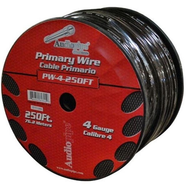 Audiop AUDIOP PW4BK 4 Ga 250 ft. Spool Oxygen Free Ground Cable - Black PW4BK